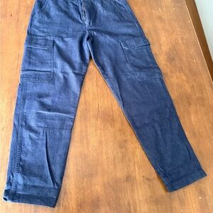 Banana Republic Mid-Rise Loose TENCEL™-Linen Cargo Pants indigo 33x32